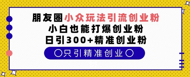 朋友圈小众玩法引流创业粉，小白也能打爆创业粉，日引300+精准创业粉-必智轻创社