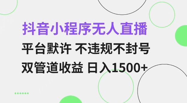 抖音小程序无人直播 平台默许 不违规不封号 双管道收益 日入多张 小白也能轻松操作【仅揭秘】-必智轻创社