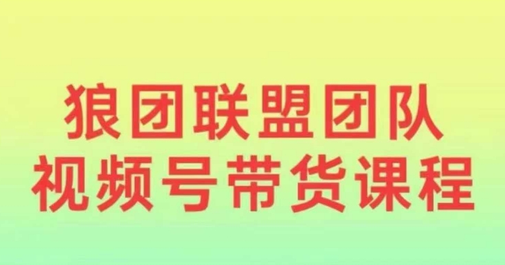 狼团联盟2024视频号带货，0基础小白快速入局视频号-必智轻创社