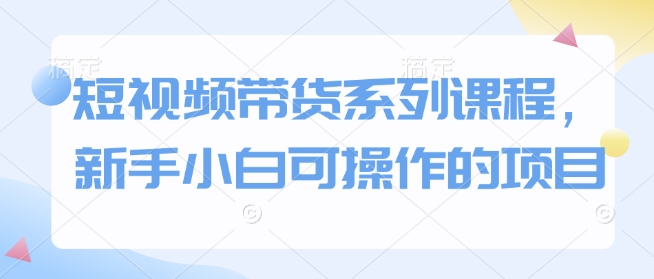 短视频带货系列课程，新手小白可操作的项目-必智轻创社