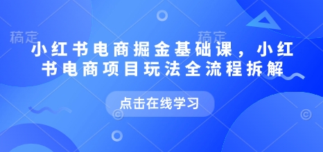 小红书电商掘金课，小红书电商项目玩法全流程拆解-必智轻创社
