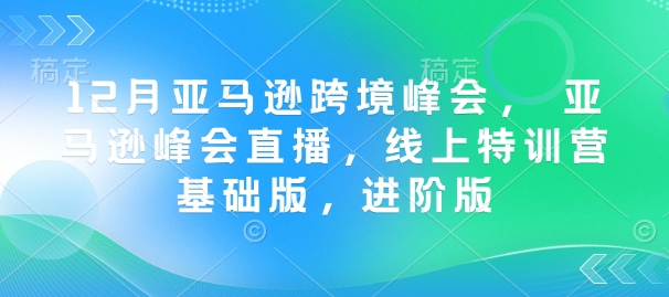 12月亚马逊跨境峰会， 亚马逊峰会直播，线上特训营基础版，进阶版-必智轻创社