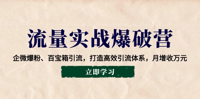 流量实战爆破营：企微爆粉、百宝箱引流，打造高效引流体系，月增收万元-必智轻创社