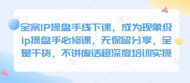 全案IP操盘手线下课，成为现象级ip操盘手必修课，无保留分享，全是干货，不讲废话超深度培训实操-必智轻创社