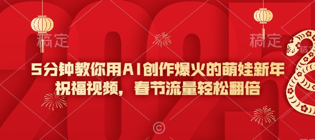 5分钟教你用AI创作爆火的萌娃新年祝福视频，春节流量轻松翻倍-必智轻创社
