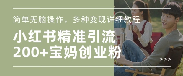 小红书混剪日引200+宝妈创业粉，简单无脑操作，多种变现详细教程-必智轻创社