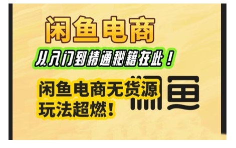 闲鱼电商实战课，从入门到精通秘籍在此，闲鱼电商无货源玩法超燃!-必智轻创社