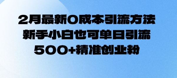 2月最新0成本引流方法，新手小白也可单日引流500+精准创业粉-必智轻创社