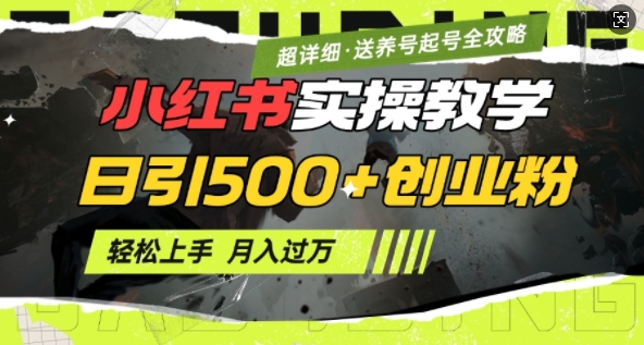 2月小红书最新日引500+创业粉实操教学【超详细】小白轻松上手，月入1W+，附小红书养号起号SOP-必智轻创社