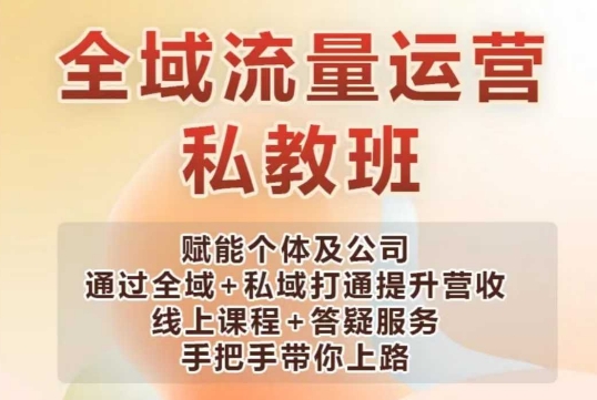 全域流量运营操盘课，赋能个体及公司通过全域+私域打通提升营收-必智轻创社