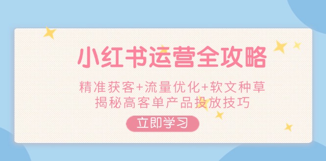 小红书运营全攻略，精准获客+流量优化+软文种草，揭秘高客单产品投放技巧-必智轻创社