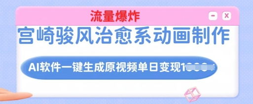 宫崎骏风治愈系动画制作，AI软件一键生成原创视频流量爆炸，单日变现多张，详细实操流程-必智轻创社