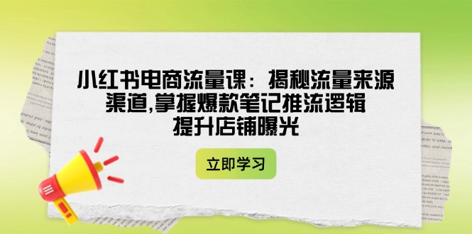 小红书电商流量课：揭秘流量来源渠道,掌握爆款笔记推流逻辑,提升店铺曝光-必智轻创社