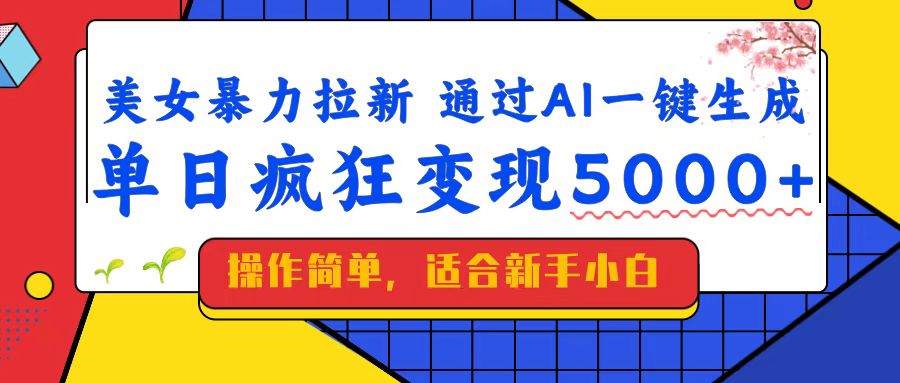 美女暴力拉新，通过AI一键生成，单日疯狂变现5000+，纯小白一学就会！-必智轻创社