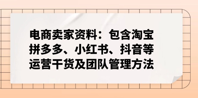 电商卖家资料：包含淘宝、拼多多、小红书、抖音等运营干货及团队管理方法-必智轻创社