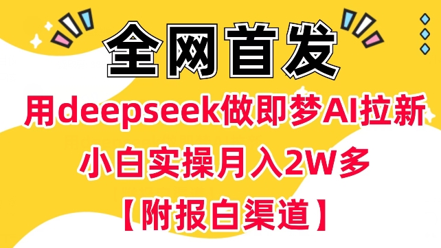 用deepseek做即梦Ai拉新 小白实操月入过W+【附报白渠道】-必智轻创社