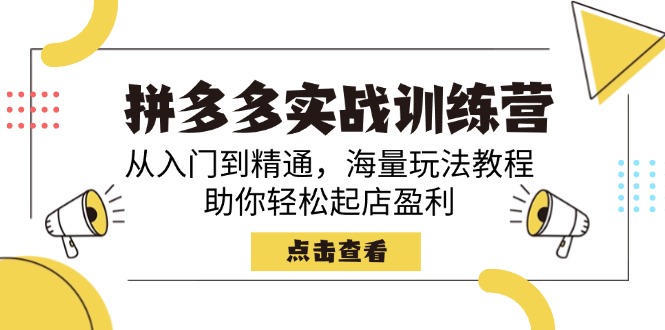 拼多多实战训练营，从入门到精通，海量玩法教程，助你轻松起店盈利-必智轻创社
