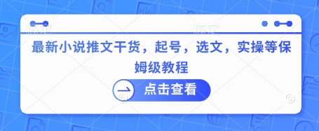最新小说推文干货，起号，选文，实操等保姆级教程-必智轻创社