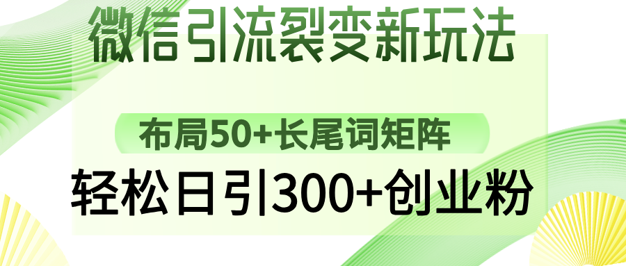 微信引流裂变新玩法：布局50+长尾词矩阵，轻松日引300+创业粉-必智轻创社
