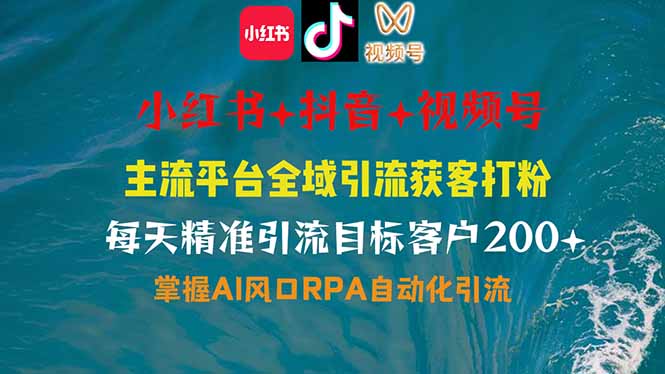 小红书、抖音、视频号全域多平台引流获客，日引目标客户200+，RPA自动…-必智轻创社