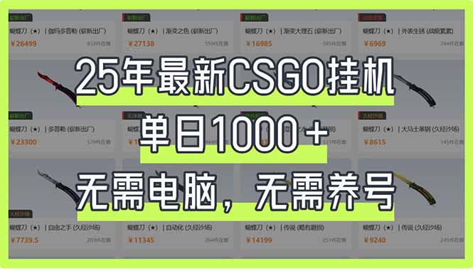 25年最新CSGO挂机系统，单日1000+，无需电脑，无需养号，0基础可上手-必智轻创社