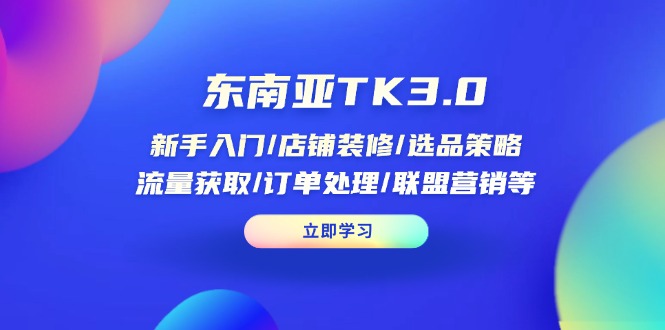 东南亚TK3.0：新手入门/店铺装修/选品策略/流量获取/订单处理/联盟营销等-必智轻创社