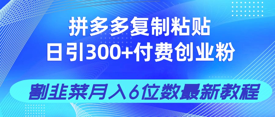 拼多多复制粘贴日引300+付费创业粉，割韭菜月入6位数最新教程！-必智轻创社