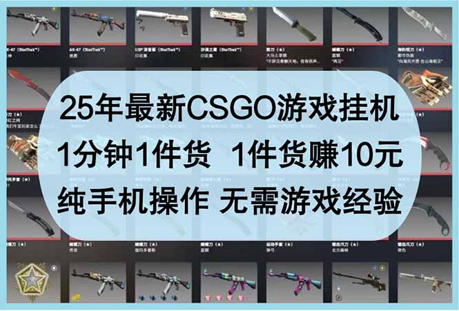 25年最新CSGO游戏挂机，1分钟1件货，1件货赚10元 纯手机操作 无需游戏经验-必智轻创社