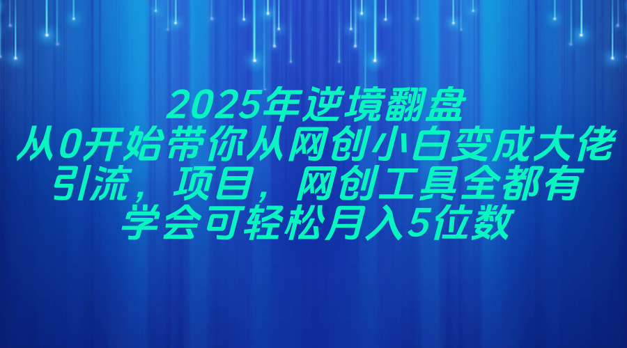 2025年逆境翻盘，从0开始带你从网创小白变成大佬，引流，项目，网创工…-必智轻创社