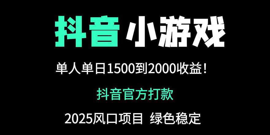 抖音官方小游戏2025全网最新玩法，暴利赚钱项目，单机日入2000+-必智轻创社