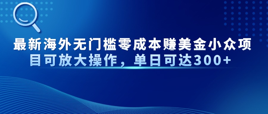 最新海外无门槛零成本赚美金小众项目可放大操作，单日可达300+-必智轻创社