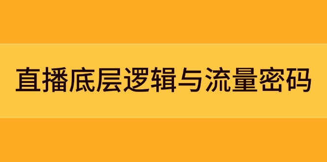 直播底层逻辑与流量密码：定位模型+案例拆解，急速流承接与数据优化全攻略-必智轻创社