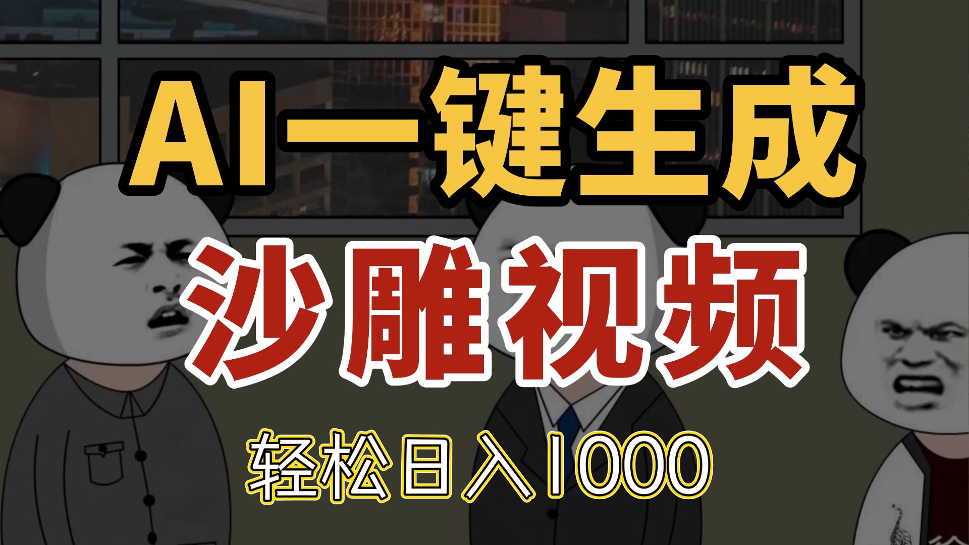 AI一键生成沙雕视频，一条视频千万播放，轻松日入1000-必智轻创社