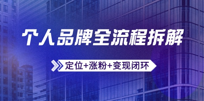 个人品牌全流程拆解：定位+涨粉+变现闭环，微信生态运营与资源整合-必智轻创社