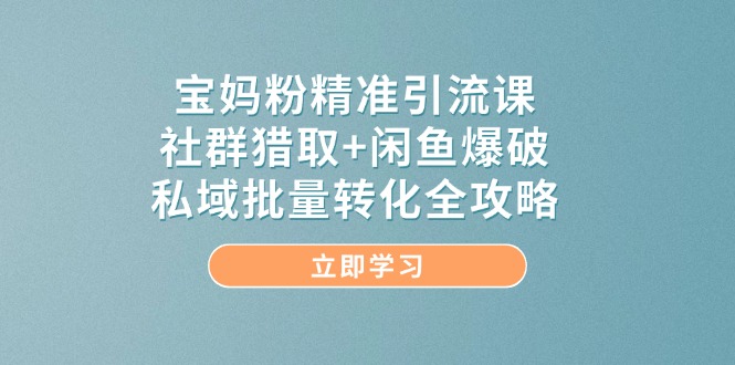 宝妈粉精准引流课，社群猎取+闲鱼爆破，私域批量转化全攻略-必智轻创社