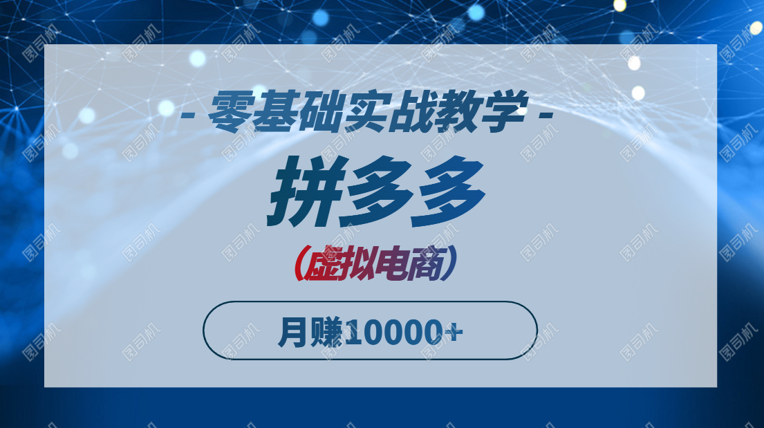拼多多虚拟电商，零基础实战教学，快速打爆商品，新手也能月入10000+-必智轻创社