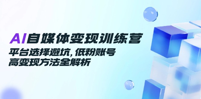 AI自媒体变现训练营，平台选择避坑，低粉账号高变现方法全解析-必智轻创社