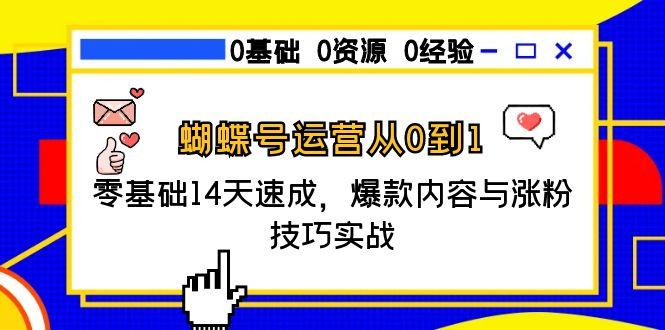 蝴蝶号运营从0到1，零基础14天速成，爆款内容与涨粉技巧实战-必智轻创社