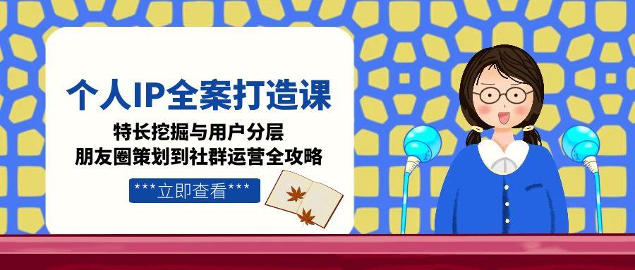 个人IP全案打造课，特长挖掘与用户分层，朋友圈策划到社群运营全攻略-必智轻创社