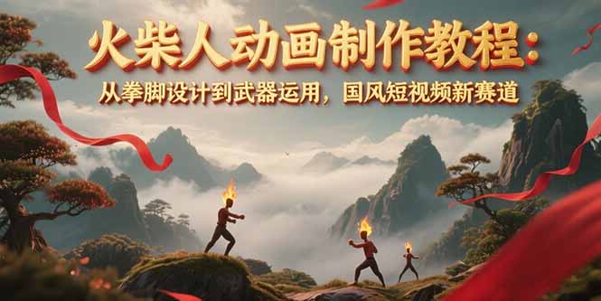 火柴人动画制作教程：从拳脚设计到武器运用，国风短视频新赛道-必智轻创社