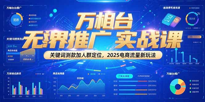 万相台无界推广实战课，关键词测款加人群定位，2025电商流量新玩法-必智轻创社