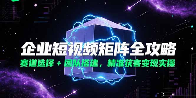 企业短视频矩阵全攻略，赛道选择+团队搭建，精准获客变现实操-必智轻创社