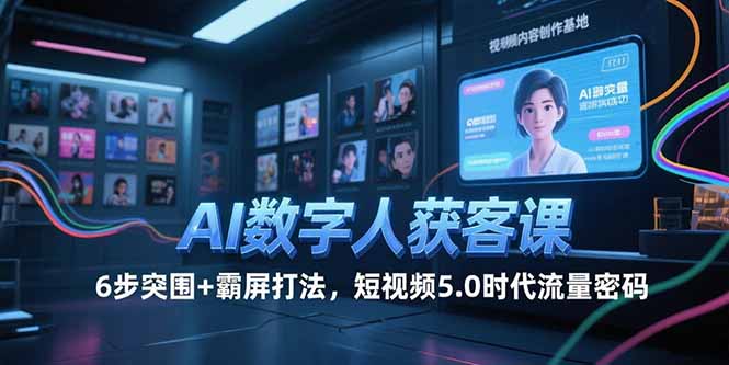 AI数字人获客课，6步突围+霸屏打法，短视频5.0时代流量密码-必智轻创社