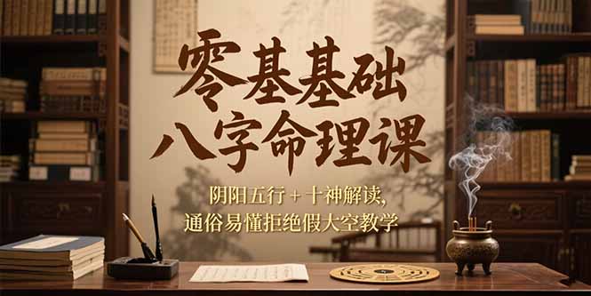 零基础八字命理课，阴阳五行+十神解读，通俗易懂拒绝假大空教学-必智轻创社