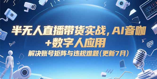 半无人直播带货实战，AI音咖+数字人应用 解决账号矩阵与违规难题(更新7月)-必智轻创社