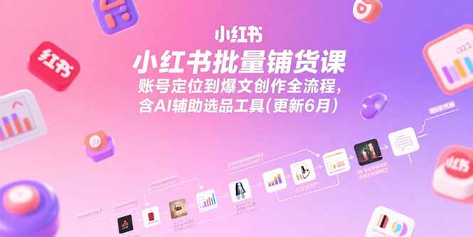 小红书批量铺货课，账号定位到爆文创作全流程，含AI辅助选品工具(更新6月)-必智轻创社
