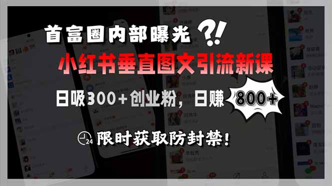 首富圈内部曝光小红书垂直图文引流新课，日吸300+创业粉，日赚800+，限…-必智轻创社