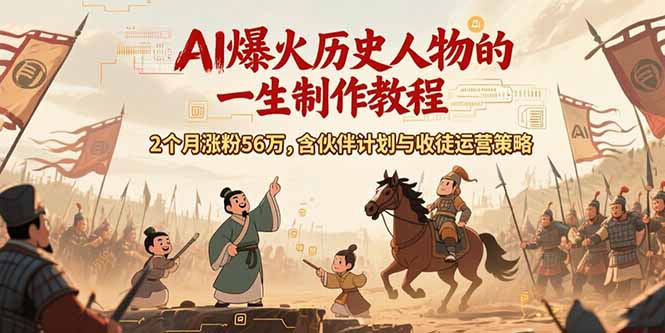 AI历史人物赛道课程，2个月涨粉56万，含伙伴计划与收徒运营策略-必智轻创社