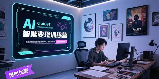 AI智能变现训练营，ChatGPT写作变现，电影解说制作，图文带货方法论-必智轻创社