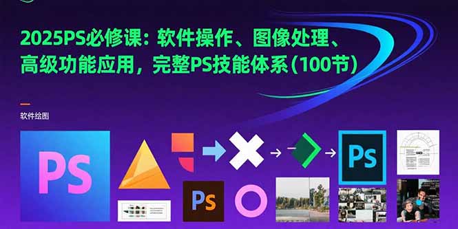 2025PS必修课：软件操作、图像处理、高级功能应用，完整PS技能体系(100节)-必智轻创社